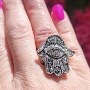 Handmade Hamsa hand free size ring